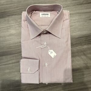 Lorenzini Italy Burgundy Grid Plaid Cotton Long Sleeve Dress Shirt 15 3/4 40 NEW